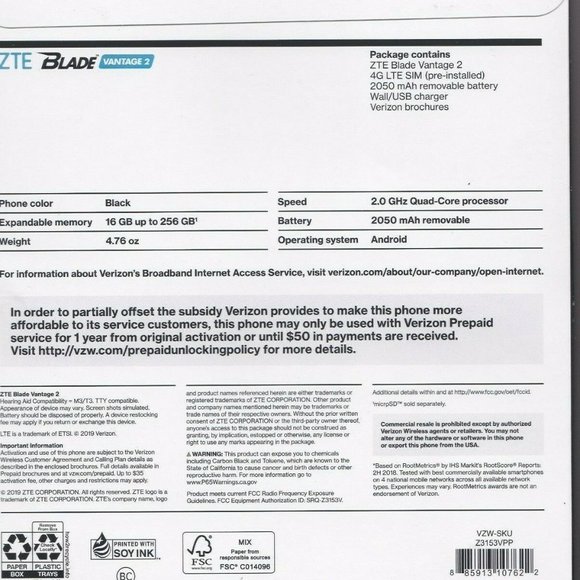 Verizon Prepaid ZTE Blade Vantage 2 (16GB) Smartphone - Black - Picture 2 of 5